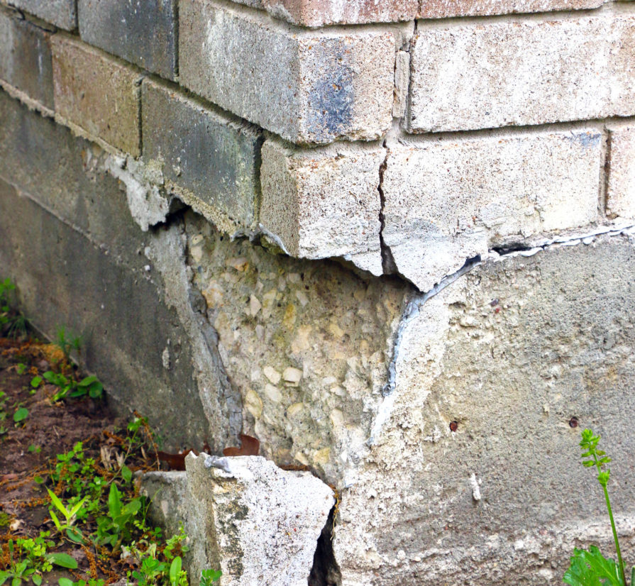 Cracks and breaks in the foundation of a home due to a slab leak