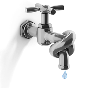 image of knotted faucet to represent water conservation