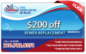 Sewer system replacement in San Antonio. Coupons
