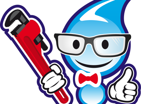 graphic of the Mr. Plumber water drop logo giving a thumbs up