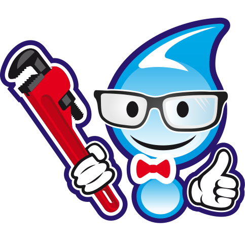 graphic of the Mr. Plumber water drop logo giving a thumbs up