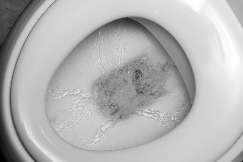 water in a toilet being flushed