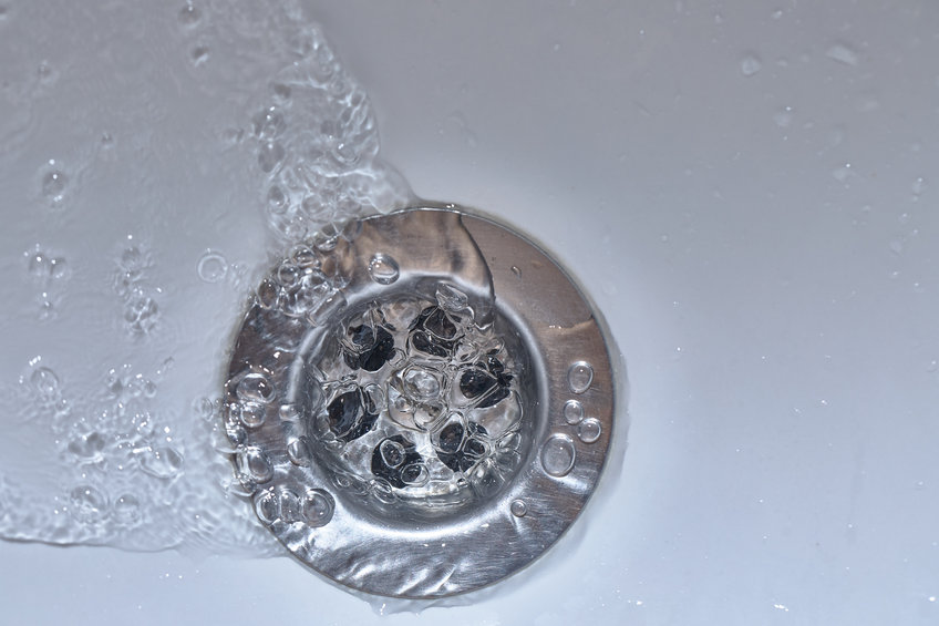 water easily draining into a clean drain