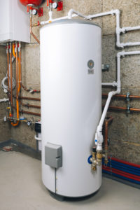 a large water heater installed against the wall of a San Antonio building