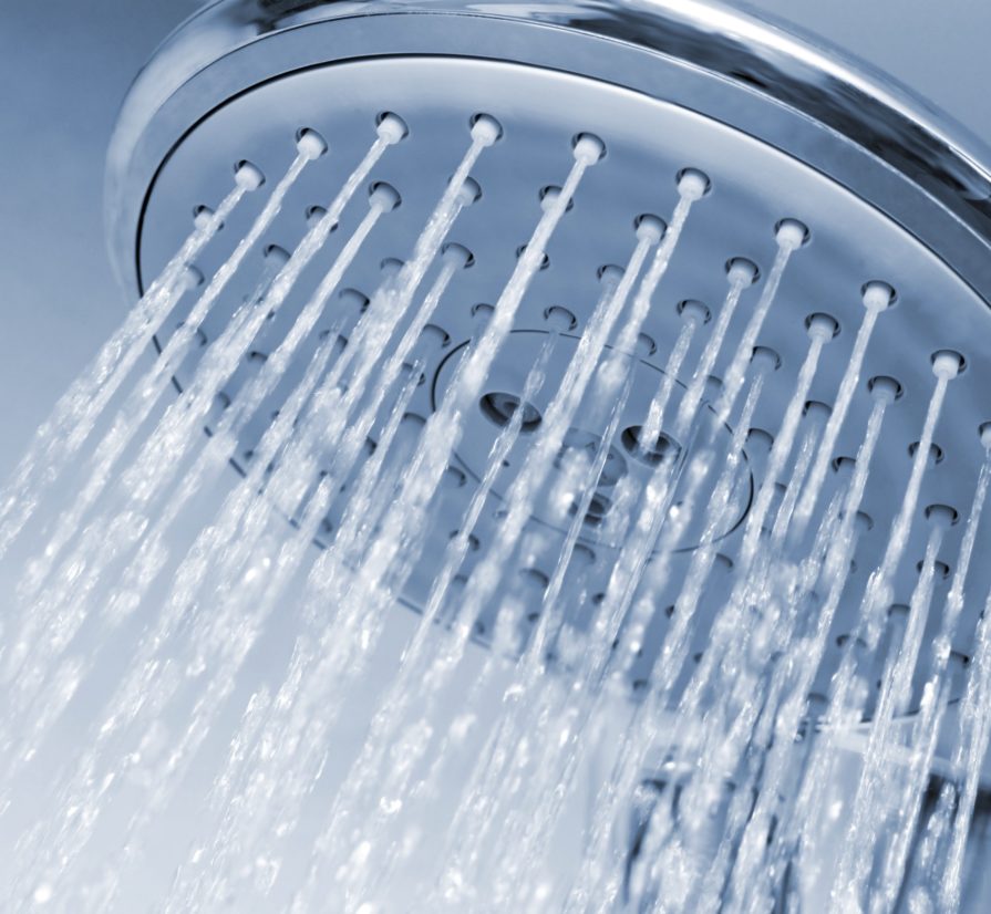 water coming from a shower in a Cedar Point bathroom