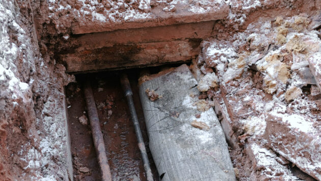 broken pipes under the ground of a San Antonio property