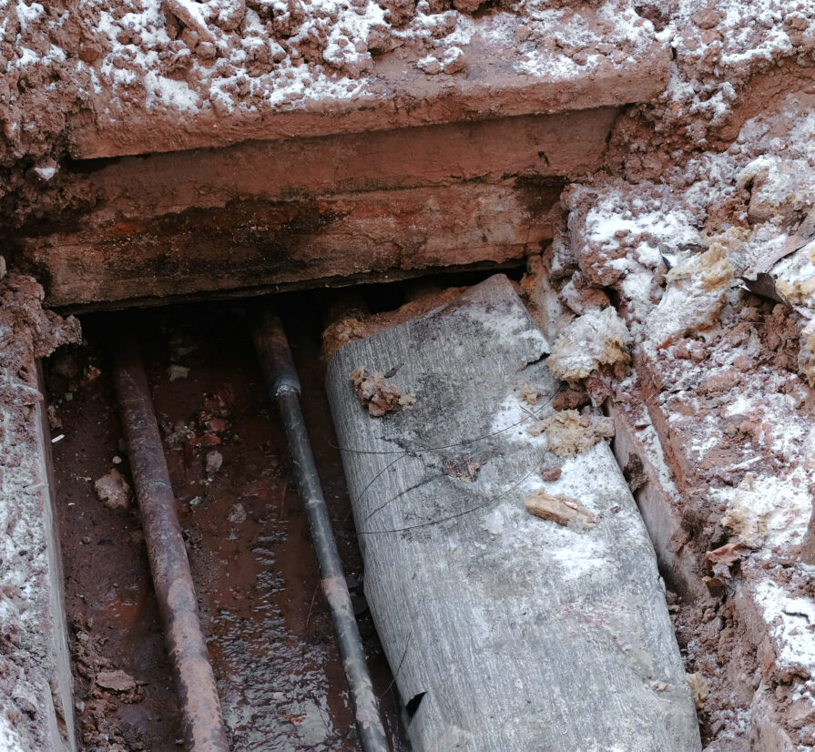 broken pipes under the ground of a San Antonio property